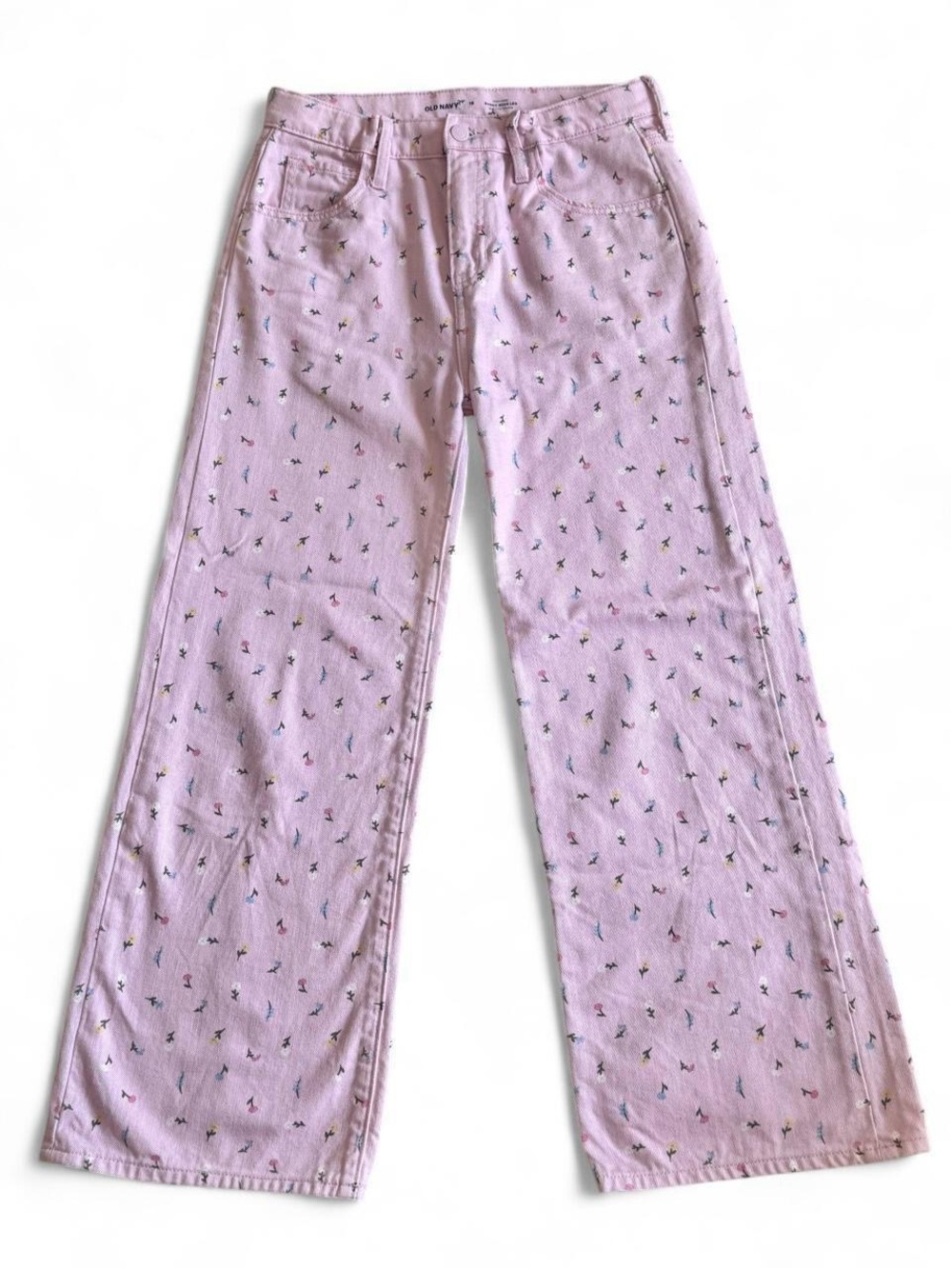 Youth 16 Floral Pastel Pink Wide Leg Jeans